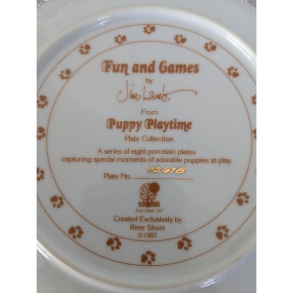 Vtg Puppy Playtime "Fun & Games" 1987 Raggedy Ann Jim Lamb 8.5" Porcelain Plate - Picture 3 of 8